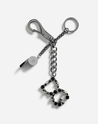 Shop Dolce & Gabbana Metal Key Ring With Charm In Gray