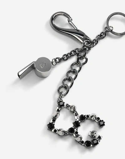Shop Dolce & Gabbana Metal Key Ring With Charm In Gray
