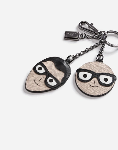 Shop Dolce & Gabbana Keychain With A Charm Of The Designers In Black