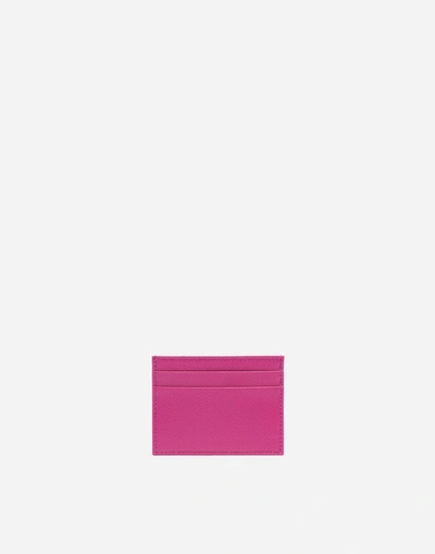 Shop Dolce & Gabbana Dauphine Leather Credit Card Holder In Pink