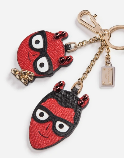 Shop Dolce & Gabbana Keychain With A Charm Of The Designers In Multicolor