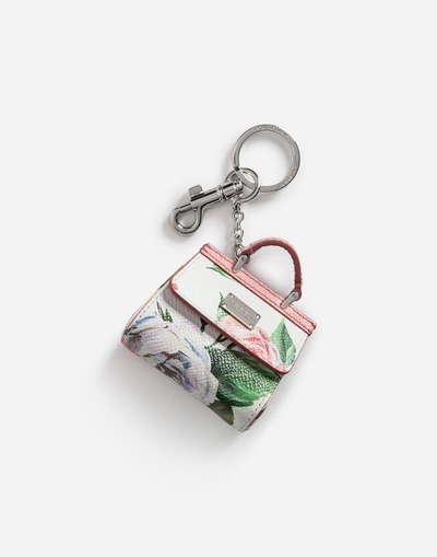 Shop Dolce & Gabbana Printed Dauphine Calfskin Keychain In Floral Print