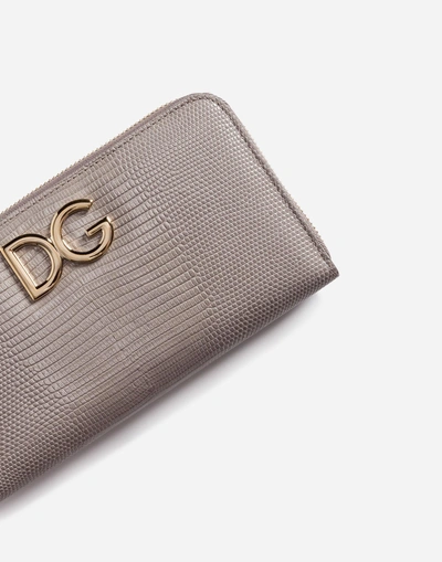 Shop Dolce & Gabbana Zip-around Leather Wallet In Gray