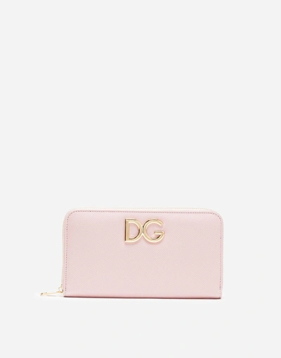 Shop Dolce & Gabbana Zip-around Leather Wallet In Pink