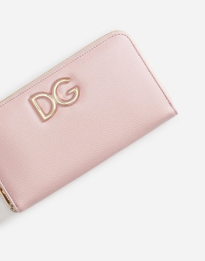 Shop Dolce & Gabbana Zip-around Leather Wallet In Pink