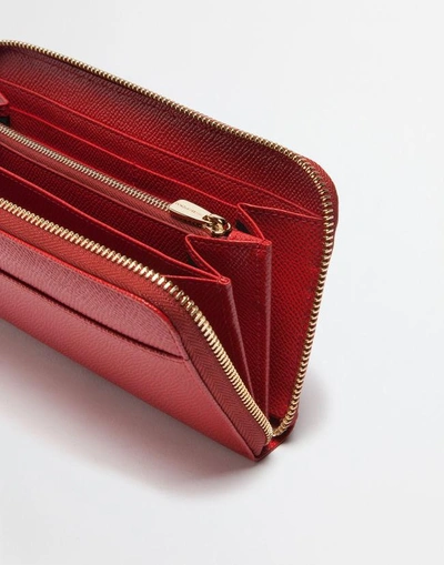 Shop Dolce & Gabbana Dauphine Leather Zip-around Wallet In Red