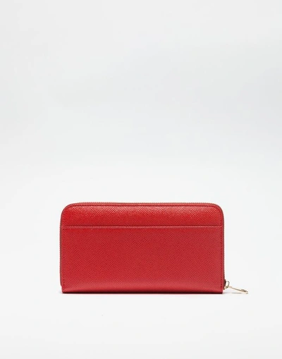 Shop Dolce & Gabbana Dauphine Leather Zip-around Wallet In Red