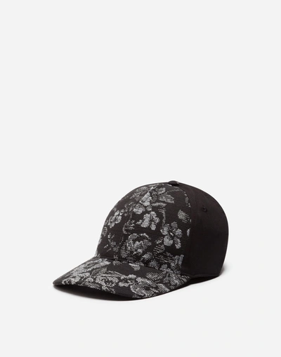 Shop Dolce & Gabbana Baseball Cap In Brocade And Velvet In Multicolor