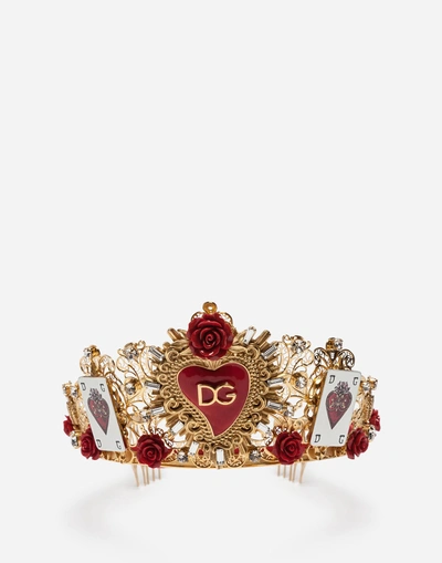 Dolce & Gabbana Tiara With Decorative Elements In Gold | ModeSens
