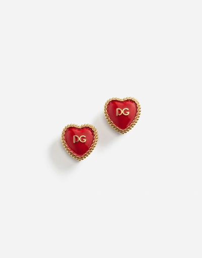 Shop Dolce & Gabbana Earrings With Decorative Elements In Gold
