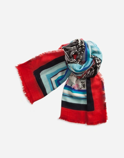 Shop Dolce & Gabbana Printed Cashmere And Silk Shawl In Multicolor