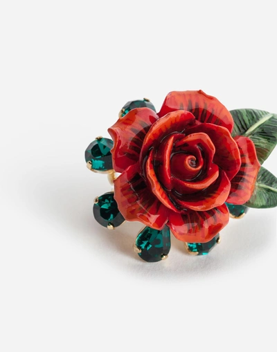 Shop Dolce & Gabbana Ring With Rose In Multicolor