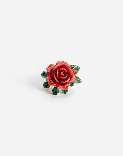 Shop Dolce & Gabbana Ring With Rose In Multicolor