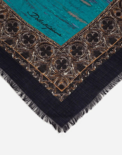 Shop Dolce & Gabbana Printed Cashmere And Silk Shawl In Multicolor