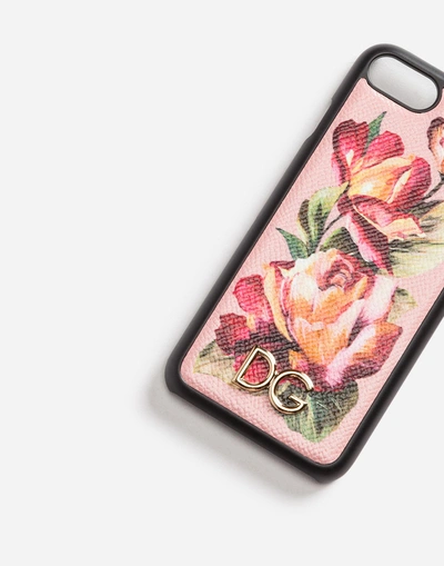 Shop Dolce & Gabbana Iphone 7 Cover With Printed Leather Detail In Pink