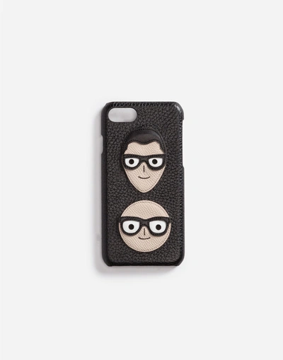 Shop Dolce & Gabbana Iphone 7 Cover With Patches Of The Designers In Black