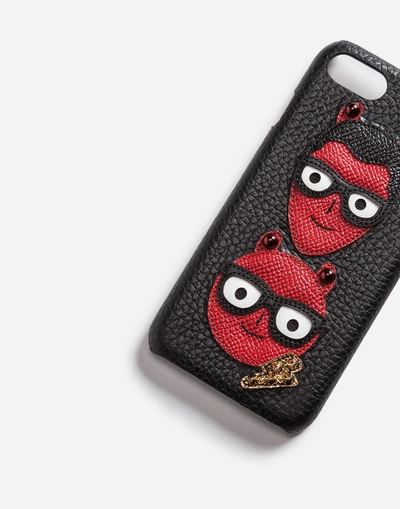 Shop Dolce & Gabbana Iphone 7 Cover With Patches Of The Designers In Black