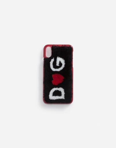 Shop Dolce & Gabbana Iphone X Cover In Leather With Logo Plate In Multicolor