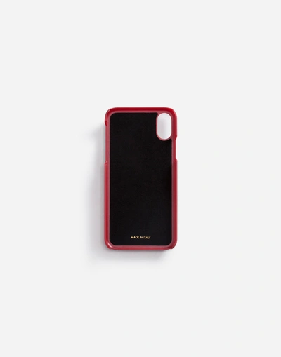 Shop Dolce & Gabbana Iphone X Cover In Leather With Logo Plate In Multicolor