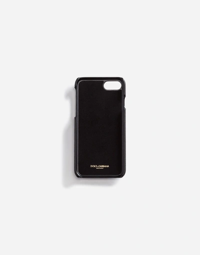 Shop Dolce & Gabbana Calfskin Iphone 7 Cover With Sacred Heart Patch In Black