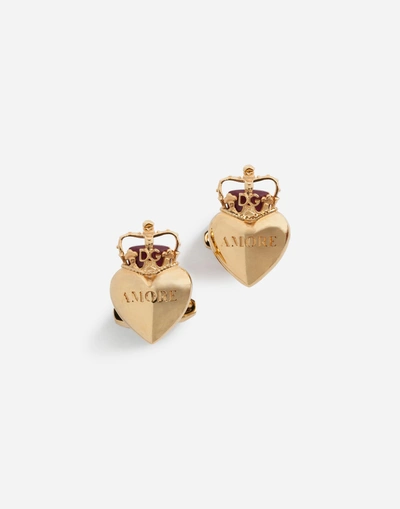 Shop Dolce & Gabbana Heart Cufflinks In Gold