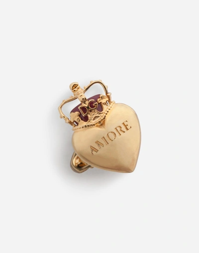 Shop Dolce & Gabbana Heart Cufflinks In Gold