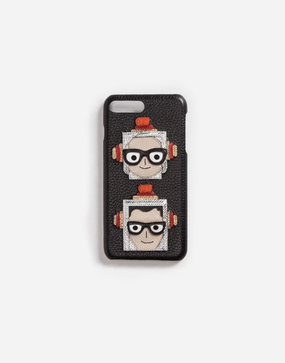 Shop Dolce & Gabbana Iphone 7 Plus Cover With Patches Of The Designers In Black