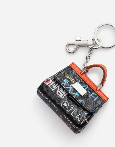 Shop Dolce & Gabbana Sicily Keyring In Black