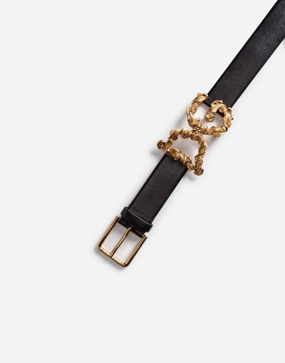 Shop Dolce & Gabbana Leather Belt With Logo Detail In Black