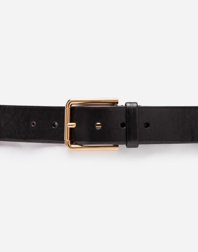 Shop Dolce & Gabbana Leather Belt With Logo Detail In Black