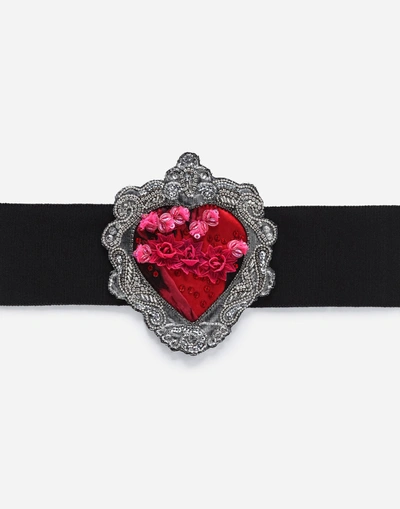 Shop Dolce & Gabbana Belt With Decorative Patch In Multicolor