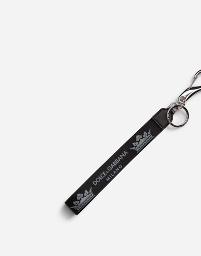 Shop Dolce & Gabbana Keychain With Branded Ribbon In Black