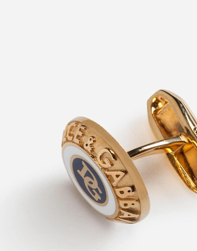 Shop Dolce & Gabbana Dg Logo Cufflinks In Gold