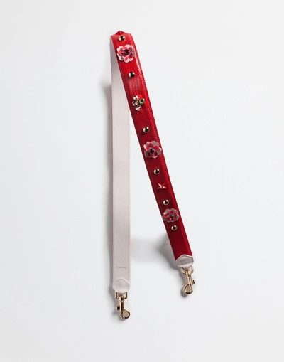 Shop Dolce & Gabbana Strap In Dauphine Leather With Applications In Red