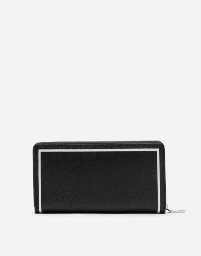 Shop Dolce & Gabbana Printed Dauphine Calfskin Wallet In Black