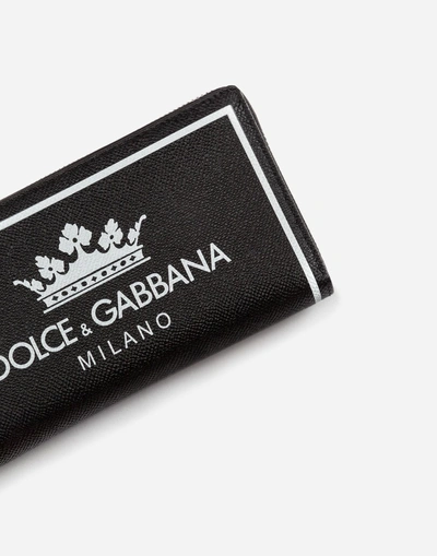 Shop Dolce & Gabbana Printed Dauphine Calfskin Wallet In Black