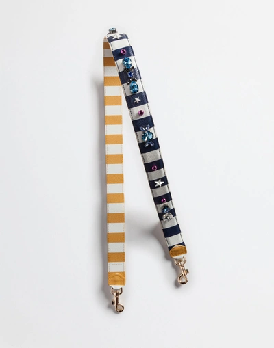 Shop Dolce & Gabbana Strap In Dauphine Leather With Applications In White
