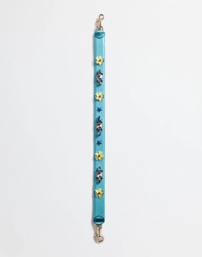 Shop Dolce & Gabbana Strap In Dauphine Leather With Appliqués In Multicolor