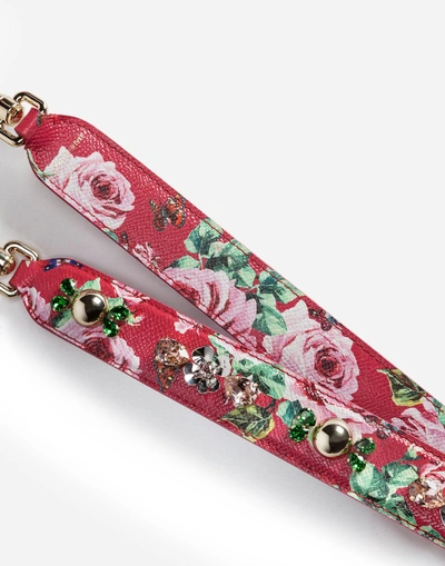 Shop Dolce & Gabbana Printed Dauphine Leather Shoulder Strap In Multicolor