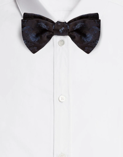 Shop Dolce & Gabbana Silk Jacquard Bow Tie In Blue