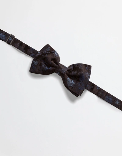 Shop Dolce & Gabbana Silk Jacquard Bow Tie In Blue