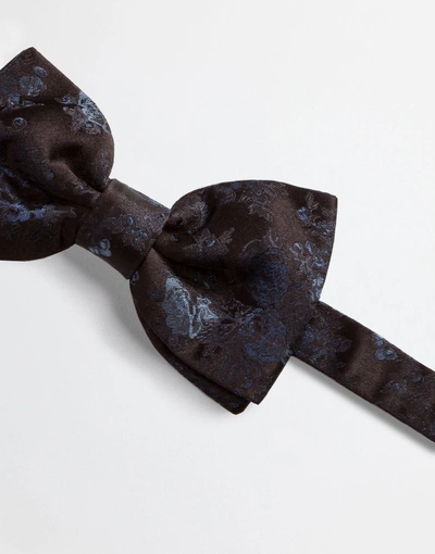 Shop Dolce & Gabbana Silk Jacquard Bow Tie In Blue
