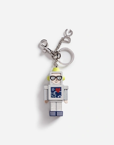 Shop Dolce & Gabbana Keychain With A Charm Of The Designers In Multicolor