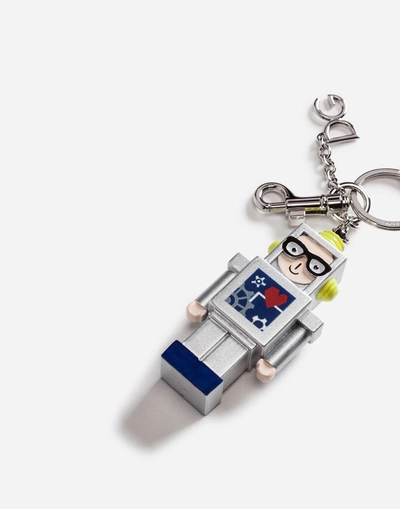 Shop Dolce & Gabbana Keychain With A Charm Of The Designers In Multicolor