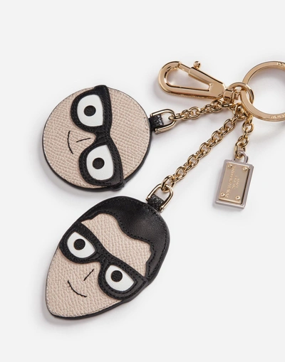 Shop Dolce & Gabbana Keychain With A Charm Of The Designers In Black