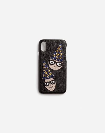 Shop Dolce & Gabbana Leather Iphone X Cover With Patch In Black