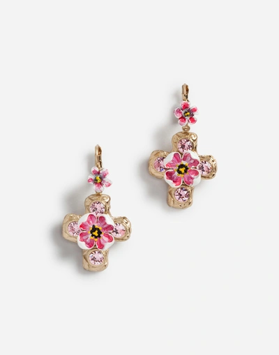 Shop Dolce & Gabbana Pendant Earrings With Decorative Elements In Gold