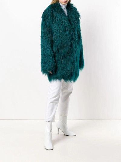 Shop Mm6 Maison Margiela Faux Fur Coat In Green