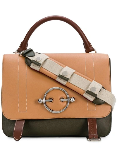 Shop Jw Anderson Disc Satchel Foldover Tote In Nude & Neutrals