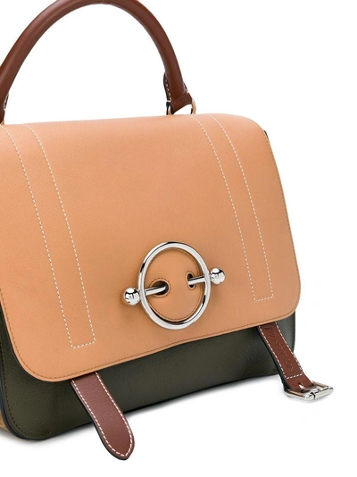 Shop Jw Anderson Disc Satchel Foldover Tote In Nude & Neutrals